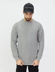 Denim Distriqt Strickpullover Grau/Hellgrau