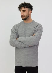 Denim Distriqt Strickpullover Grau/Hellgrau