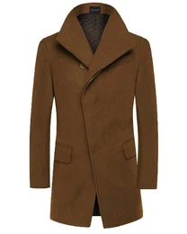 Wollmantel mit Reverskragen Wintermantel Warm Slim Fit Herrenmantel
