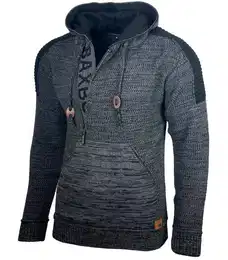 Strickpullover Herren Strick Pullover Kapuzenpullover Reiverschluss B_290