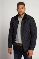 JP1880 Steppjacke Cordkragen Zipper Dunkelblau/Hellblau/Blau