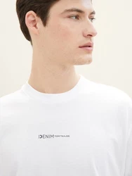 TOM TAILOR Denim T-Shirt mit Logo Print schwarz/weiß