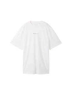 TOM TAILOR Denim T-Shirt mit Logo Print schwarz/weiß