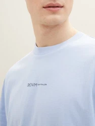 TOM TAILOR Denim T-Shirt mit Logo Print Hellblau/Blau