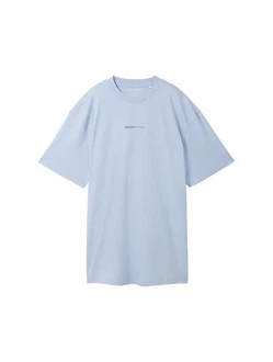 TOM TAILOR Denim T-Shirt mit Logo Print Hellblau/Blau