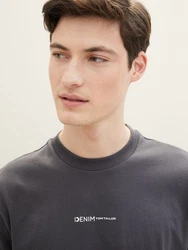 TOM TAILOR Denim T-Shirt mit Logo Print Dunkelgrau/Grau/Dunkelblau