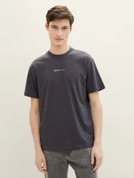 TOM TAILOR Denim T-Shirt mit Logo Print Dunkelgrau/Grau/Dunkelblau