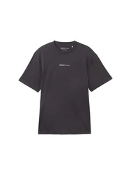 TOM TAILOR Denim T-Shirt mit Logo Print Dunkelgrau/Grau/Dunkelblau