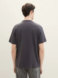 TOM TAILOR Denim T-Shirt mit Logo Print Dunkelgrau/Grau/Dunkelblau