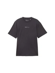 TOM TAILOR Denim T-Shirt mit Logo Print Dunkelgrau/Grau/Dunkelblau