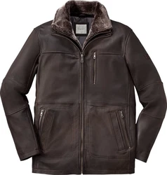 bugatti Lederjacke luxuriser Grau/Dunkelbraun/Braun
