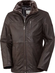 bugatti Lederjacke luxuriser Grau/Dunkelbraun/Braun