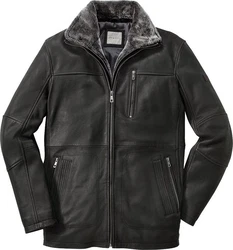 bugatti Lederjacke luxuriser Dunkelgrau/Schwarz/Grau
