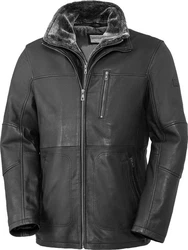 bugatti Lederjacke luxuriser Dunkelgrau/Schwarz/Grau