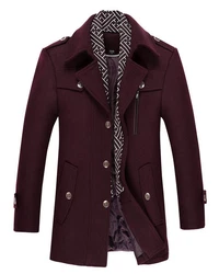 Allthemen Kurzmantel mit abnehmbarem Fake-Kragen Dunkelrot/Bordeaux/Lila/Rot