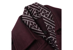 Allthemen Kurzmantel mit abnehmbarem Fake-Kragen Dunkelrot/Bordeaux/Lila/Rot