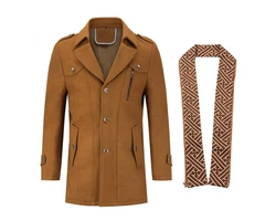Allthemen Kurzmantel mit abnehmbarem Fake-Kragen Braun/Khaki/Beige