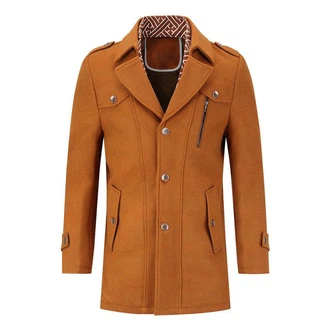 Allthemen Kurzmantel mit abnehmbarem Fake-Kragen Braun/Khaki/Beige