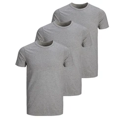 Jack & Jones T-Shirt Herren Basic (3er Pack) Grau/Hellgrau/Dunkelgrau