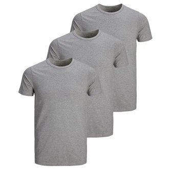 Jack & Jones T-Shirt Herren Basic (3er Pack) Grau/Hellgrau/Dunkelgrau
