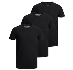Jack & Jones T-Shirt Herren Basic (3er Pack) Schwarz/Dunkelblau/Dunkelgrau