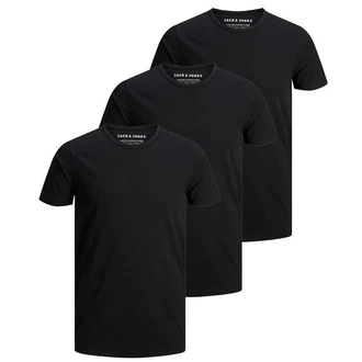 Jack & Jones T-Shirt Herren Basic (3er Pack) Schwarz/Dunkelblau/Dunkelgrau