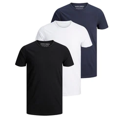 Jack & Jones T-Shirt Herren Basic (3er Pack) Dunkelblau/Weiß