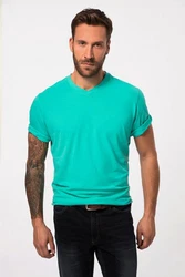 JP1880 T-Shirt Basic V-Ausschnitt Türkis/Grün