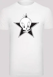 F4NT4STIC Kurzarmshirt Herren Looney Tunes Tweetie with T-Shirt Round Neck Weiß/Grau/Creme/Khaki