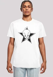 F4NT4STIC Kurzarmshirt Herren Looney Tunes Tweetie with T-Shirt Round Neck Weiß/Grau/Creme/Khaki
