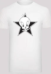 F4NT4STIC Kurzarmshirt Herren Looney Tunes Tweetie with T-Shirt Round Neck Weiß/Grau/Creme/Khaki
