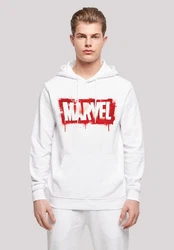 F4NT4STIC Rundhalspullover Marvel Spray Logo with Basic Hoody Weiß/Rosa