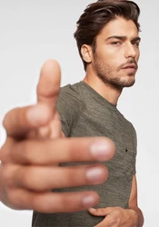 Bruno Banani T-Shirt Kurzarm Slim Fit Rundhalsausschnitt Khaki/Dunkelgrün/Grau/Braun