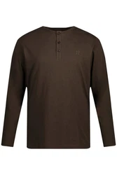 JP1880 Henley Basic Shirt Langarm Knopfleiste Dunkelbraun/Khaki/Braun/Dunkelrot/Dunkelgrün/Grau