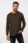 JP1880 Henley Basic Shirt Langarm Knopfleiste Dunkelbraun/Khaki/Braun/Dunkelrot/Dunkelgrün/Grau