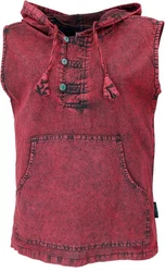 Guru-Shop Tanktop mit Kapuze Herren-Pullover Rot/Dunkelrot