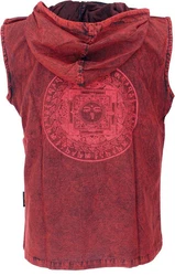 Guru-Shop Tanktop mit Kapuze Herren-Pullover Rot/Dunkelrot