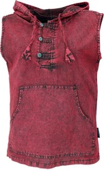 Guru-Shop Tanktop mit Kapuze Herren-Pullover Rot/Dunkelrot