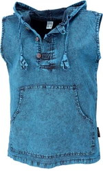 Guru-Shop Tanktop mit Kapuze Herren-Pullover Blau/Türkis