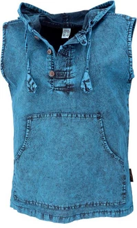 Guru-Shop Tanktop mit Kapuze Herren-Pullover Blau/Türkis Guru-Shop Tanktop mit Kapuze Herren-Pullover Blau/Türkis