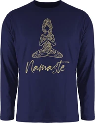 Shirtracer Rundhalsshirt Namaste Yoga Meditation Mandala Yoga Dunkelblau/Blau/Fliederfarben
