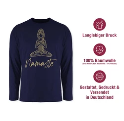 Shirtracer Rundhalsshirt Namaste Yoga Meditation Mandala Yoga Dunkelblau/Blau/Fliederfarben