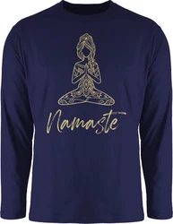 Shirtracer Rundhalsshirt Namaste Yoga Meditation Mandala Yoga Dunkelblau/Blau/Fliederfarben