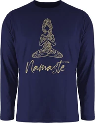 Shirtracer Rundhalsshirt Namaste Yoga Meditation Mandala Yoga Dunkelblau/Blau/Fliederfarben
