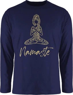 Shirtracer Rundhalsshirt Namaste Yoga Meditation Mandala Yoga Dunkelblau/Blau/Fliederfarben