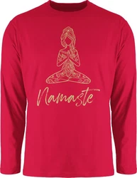 Shirtracer Rundhalsshirt Namaste Yoga Meditation Mandala Yoga Dunkelrot/Rosa/Rot
