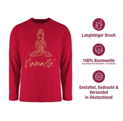 Shirtracer Rundhalsshirt Namaste Yoga Meditation Mandala Yoga Dunkelrot/Rosa/Rot