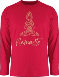 Shirtracer Rundhalsshirt Namaste Yoga Meditation Mandala Yoga Dunkelrot/Rosa/Rot