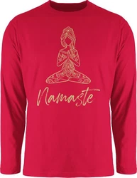 Shirtracer Rundhalsshirt Namaste Yoga Meditation Mandala Yoga Dunkelrot/Rosa/Rot