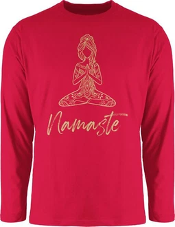Shirtracer Rundhalsshirt Namaste Yoga Meditation Mandala Yoga Dunkelrot/Rosa/Rot